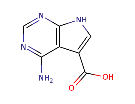Molecular Structure of 1488-48-8 (4-amino-7H-pyrrolo[2,3-d]pyrimidine-5-carboxylic acid)
