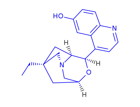 Molecular Structure of 1476067-44-3 ((1R,3S,5R,7R,8aS)-7-Ethylhexahydro-1-(6-hydroxy-4-quinolinyl)-3,7-Methano-1H-pyrrolo[2,1-c][1,4]oxazine)