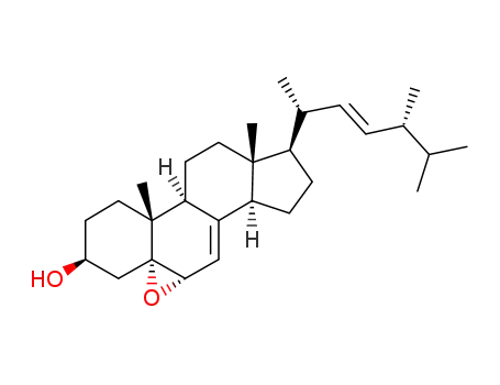 Molecular Structure of 23637-31-2 (5α,6α-epoxy-24(R)-methylcholesta-7,22-dien-3β-ol)