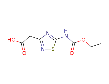 Molecular Structure of 150215-30-8 (1,2,4-Thiadiazole-3-acetic acid, 5-[(ethoxycarbonyl)aMino]-)