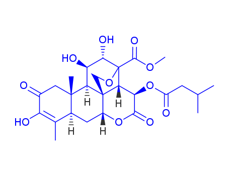 Picras-3-en-21-oicacid, 13,20-epoxy-3,11,12-trihydroxy-15-(3-methyl-1-oxobutoxy)-2,16-dioxo-,methyl ester, (11b,12a,15b)- cas  25514-31-2