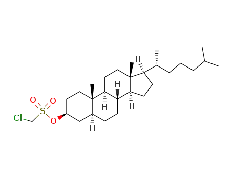 Molecular Structure of 182243-57-8 (Chloro-methanesulfonic acid (3S,5S,8R,9S,10S,13R,14S,17R)-17-((R)-1,5-dimethyl-hexyl)-10,13-dimethyl-hexadecahydro-cyclopenta[a]phenanthren-3-yl ester)