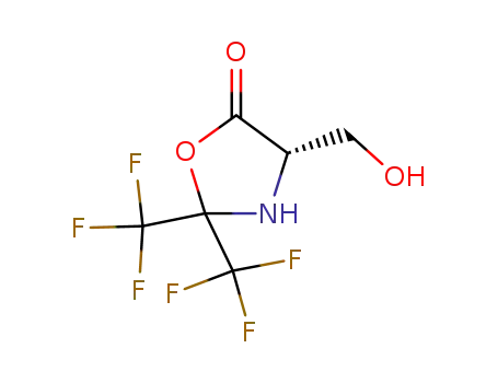 Molecular Structure of 150582-54-0 (4-(HYDROXYMETHYL)-2,2-BIS(TRIFLUOROMETHYL)-5-OXAZOLIDINONE)