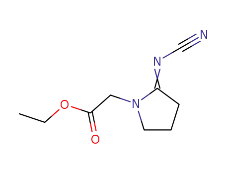 Molecular Structure of 150012-85-4 (ethyl [(2E)-2-(cyanoimino)pyrrolidin-1-yl]acetate)