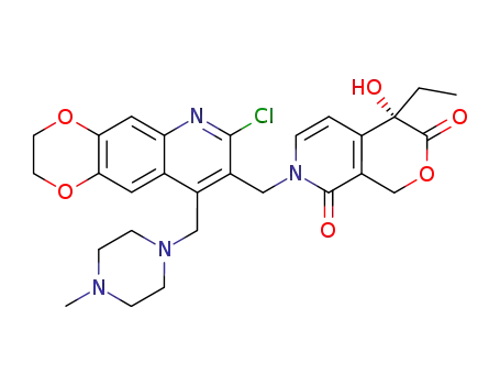 4(S)-4-Ethyl-4-hydroxy-7-[7-chloro-9-(4-methylpiperazin-1-ylmethyl)-2,3-dihydro-[1,4]dioxino[2,3-g]quinolin-8-ylmethyl]-4,7-dihydro-1H-pyrano[3,4-c]pyridine-3,8-dione