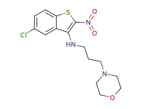 Molecular Structure of 149338-22-7 (5-chloro-N-(3-morpholin-4-ylpropyl)-2-nitro-benzothiophen-3-amine)