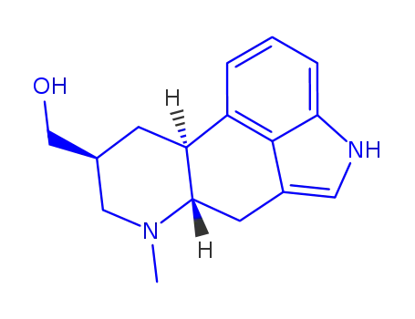 Molecular Structure of 1349-51-5 ((2E)-2-methyl-3-[(4R,5R)-4-(methylamino)-1,3,4,5-tetrahydrobenzo[cd]indol-5-yl]prop-2-en-1-ol)