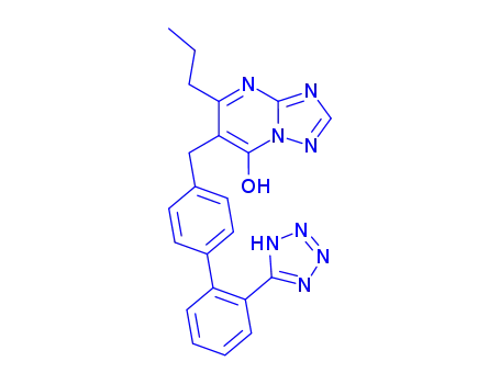 Molecular Structure of 151327-03-6 (s-triazolo(1,5-a)pyrimidin-7-ol, 5-propyl-6-((2'-(1H-tetrazol-5-yl)(1,1'-biphenyl)-4-yl)-methyl)-)