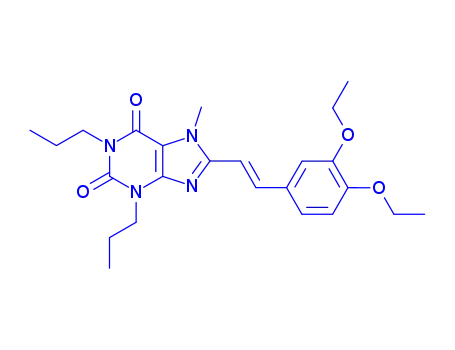 Molecular Structure of 151539-47-8 (8-[(E)-2-(3,4-diethoxyphenyl)ethenyl]-7-methyl-1,3-dipropyl-3,7-dihydro-1H-purine-2,6-dione)