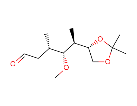 Molecular Structure of 191355-84-7 ((3S,4R,5R)-5-((S)-2,2-Dimethyl-[1,3]dioxolan-4-yl)-4-methoxy-3-methyl-hexanal)