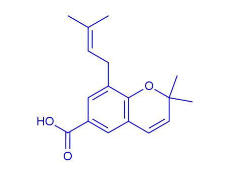 Molecular Structure of 151731-50-9 (2,2-Dimethyl-8-prenyl-2H-chromene-6-carboxylic acid)