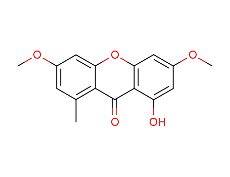Molecular Structure of 15222-53-4 (1-Hydroxy-3,6-dimethoxy-8-methyl-9H-xanthen-9-one)