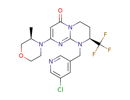 Molecular Structure of 1523406-39-4 ((S)-1-((5-chloropyridin-3-yl)methyl)-8-((R)-3-methylmorpholino)-2-(trifluoromethyl)-3,4-dihydro-1H-pyrimido[1,2-a]pyrimidin-6(2H)-one)