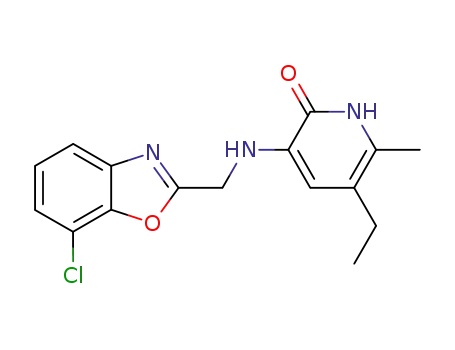 Molecular Structure of 139548-35-9 (3-{[(7-chloro-1,3-benzoxazol-2-yl)methyl]amino}-5-ethyl-6-methylpyridin-2(1H)-one)