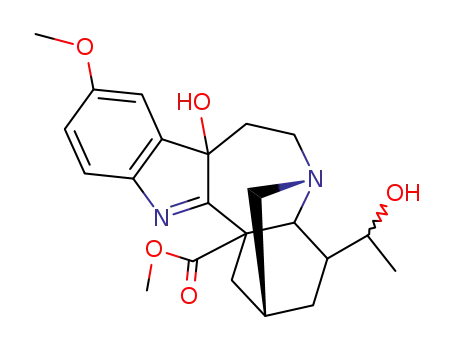 Molecular Structure of 15215-86-8 ((20S)-16,17-Didehydro-9,17-dihydro-9,20-dihydroxy-12-methoxyibogamine-18-carboxylic acid methyl ester)