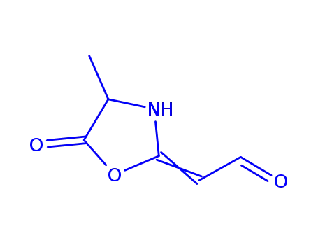 Molecular Structure of 152420-77-4 (Acetaldehyde, (4-methyl-5-oxo-2-oxazolidinylidene)- (9CI))