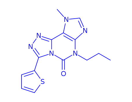 Molecular Structure of 135445-73-7 (9-methyl-6-propyl-3-thiophen-2-yl-6,9-dihydro-5H-[1,2,4]triazolo[3,4-i]purin-5-one)