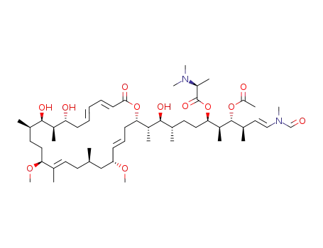 Molecular Structure of 151923-86-3 ((1R,4S,5S,6S)-1-{(1S,2R,3R,4E)-2-(acetyloxy)-5-[formyl(methyl)amino]-1,3-dimethylpent-4-en-1-yl}-6-[(2S,4E,6R,8R,10E,12S,15R,16R,17R,18R,20E,22E)-16,18-dihydroxy-6,12-dimethoxy-8,11,15,17-tetramethyl-24-oxooxacyclotetracosa-4,10,20,22-tetraen-2-yl]-5-hydr)
