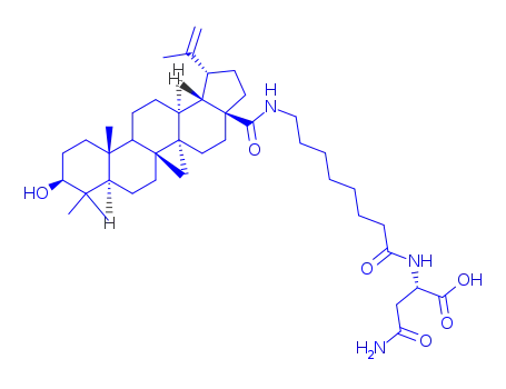 Molecular Structure of 150840-63-4 (N~2~-(8-{[(3beta)-3-hydroxy-28-oxolup-20(29)-en-28-yl]amino}octanoyl)-L-asparagine)