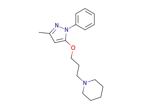 Molecular Structure of 15089-61-9 (1-[3-[(3-Methyl-1-phenyl-1H-pyrazol-5-yl)oxy]propyl]piperidine)