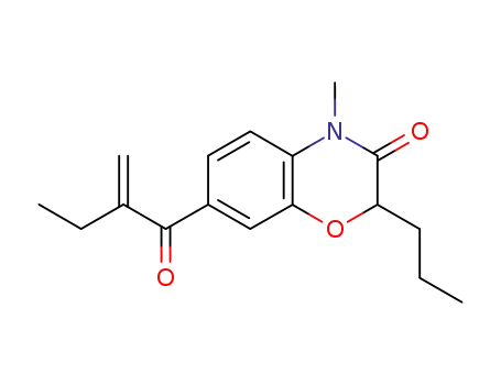 Molecular Structure of 135420-30-3 (4-methyl-7-(2-methylidenebutanoyl)-2-propyl-2H-1,4-benzoxazin-3(4H)-one)