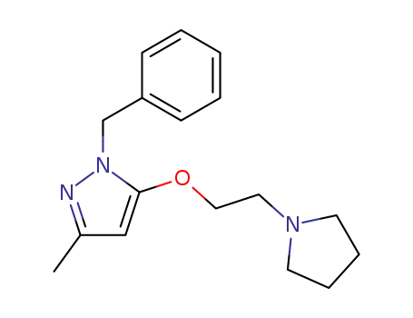 Molecular Structure of 15090-08-1 (1-Benzyl-3-methyl-5-[2-(1-pyrrolidinyl)ethoxy]-1H-pyrazole)