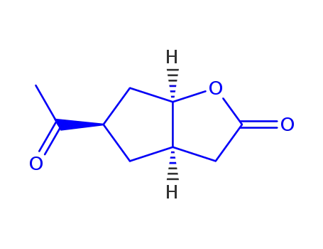 Molecular Structure of 151867-52-6 (2H-Cyclopenta[b]furan-2-one, 5-acetylhexahydro-, [3aR-(3aalpha,5beta,6aalpha)]- (9CI))