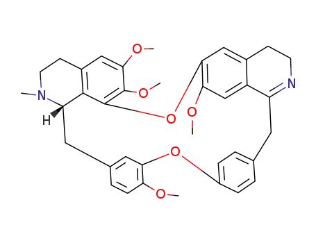 Molecular Structure of 5979-99-7 (10,14,15,26-tetramethoxy-20-methyl-12,28-dioxa-4,20-diazaheptacyclo[27.2.2.1~7,11~.1~13,17~.1~23,27~.0~3,8~.0~21,35~]hexatriaconta-1(31),3,7(36),8,10,13(35),14,16,23(34),24,26,29,32-tridecaene (non-preferred name))