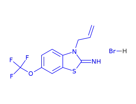 Molecular Structure of 130997-64-7 ((2Z)-3-prop-2-en-1-yl-6-(trifluoromethoxy)-1,3-benzothiazol-2(3H)-imine hydrobromide)
