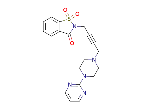 Molecular Structure of 135704-99-3 (2-[4-(4-pyrimidin-2-ylpiperazin-1-yl)but-2-yn-1-yl]-1,2-benzisothiazol-3(2H)-one 1,1-dioxide)