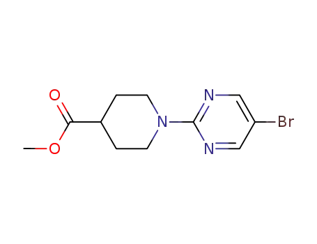 Molecular Structure of 914347-01-6 (METHYL 1-(5-BROMOPYRIMIDIN-2-YL)PIPERIDINE-4-CARBOXYLATE)