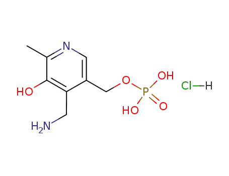 Molecular Structure of 951-83-7 (4-(aminomethyl)-5-hydroxy-6-methyl-3-pyridylmethyl dihydrogen phosphate monohydrochloride)