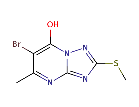 Molecular Structure of 104690-49-5 (6-BROMO-5-METHYL-2-METHYLSULFANYL-[1,2,4]TRIAZOLO[1,5-A]PYRIMIDIN-7-OL)