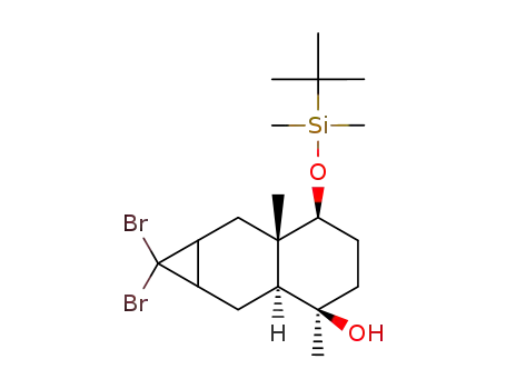 Molecular Structure of 136379-71-0 (1,1-dibromo-6-{[tert-butyl(dimethyl)silyl]oxy}-3,6a-dimethyldecahydro-1H-cyclopropa[b]naphthalen-3-ol)