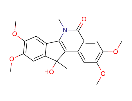 Molecular Structure of 136540-28-8 (11-hydroxy-2,3,8,9-tetramethoxy-6,11-dimethyl-6,11-dihydro-5H-indeno[1,2-c]isoquinolin-5-one)