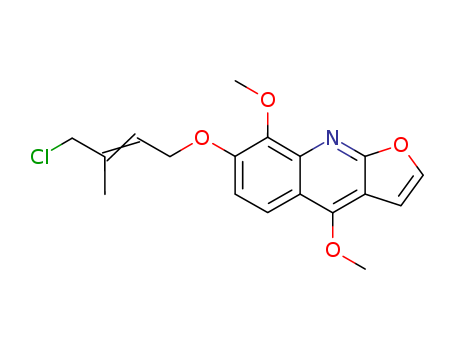 Molecular Structure of 107783-37-9 (Furo[2,3-b]quinoline,7-[(4-chloro-3-methyl-2-butenyl)oxy]-4,8-dimethoxy- (9CI))