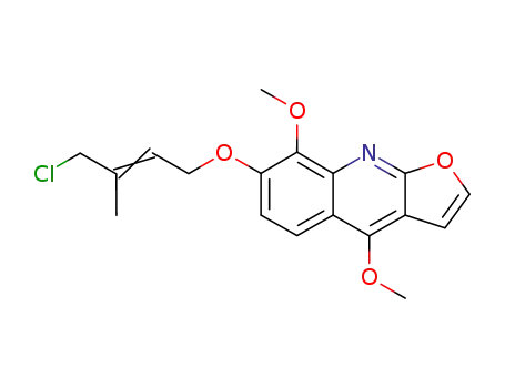 Molecular Structure of 107783-37-9 (Furo[2,3-b]quinoline,7-[(4-chloro-3-methyl-2-butenyl)oxy]-4,8-dimethoxy- (9CI))