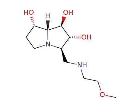 Molecular Structure of 156205-84-4 (1H-Pyrrolizine-1,2,7-triol, hexahydro-3-(2-methoxyethyl)aminomethyl-, 1R-(1.alpha.,2.beta.,3.alpha.,7.beta.,7a.alpha.)-)