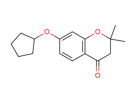 Molecular Structure of 120046-18-6 (7-(cyclopentyloxy)-2,2-dimethyl-2,3-dihydro-4H-chromen-4-one)
