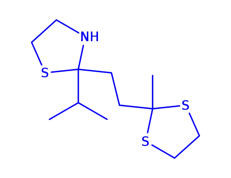 Molecular Structure of 156000-15-6 (2-[2-(2-methyl-1,3-dithiolan-2-yl)ethyl]-2-(1-methylethyl)-1,3-thiazolidine)