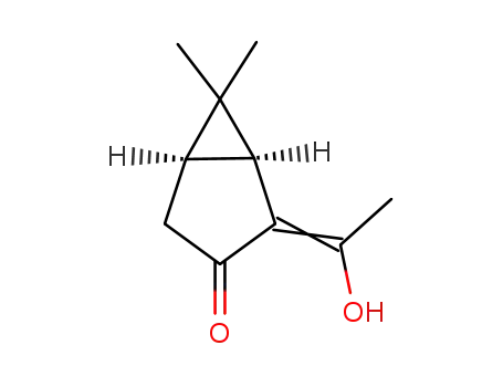 Molecular Structure of 156145-74-3 (Bicyclo[3.1.0]hexan-3-one, 2-(1-hydroxyethylidene)-6,6-dimethyl-, (1S,5R)-)