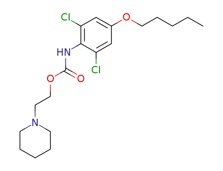 Molecular Structure of 15483-07-5 (2-(piperidin-1-yl)ethyl [2,6-dichloro-4-(pentyloxy)phenyl]carbamate)