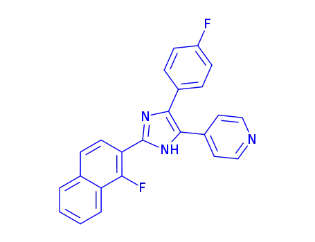 Molecular Structure of 1784751-20-7 (4-(2-(1-fluoronaphthalen-2-yl)-4-(4-fluorophenyl)-1H-imidazol-5-yl)pyridine)