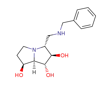 Molecular Structure of 156205-86-6 (1H-Pyrrolizine-1,2,7-triol, hexahydro-3-(phenylmethyl)aminomethyl-, 1R-(1.alpha.,2.beta.,3.alpha.,7.beta.,7a.alpha.)-)