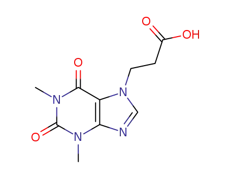 Molecular Structure of 17781-08-7 (3-(1,3-DIMETHYL-2,6-DIOXO-1,2,3,6-TETRAHYDRO-7H-PURIN-7-YL)PROPANOIC ACID)