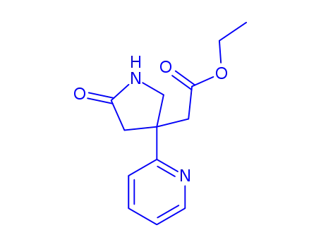 Molecular Structure of 178372-18-4 (Ethyl 2-(5-oxo-3-(pyridin-2-yl)pyrrolidin-3-yl)acetate)
