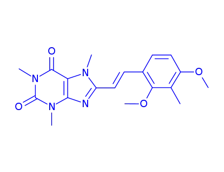 Molecular Structure of 155271-25-3 (8-[(E)-2-(2,4-dimethoxy-3-methylphenyl)ethenyl]-1,3,7-trimethyl-3,7-dihydro-1H-purine-2,6-dione)