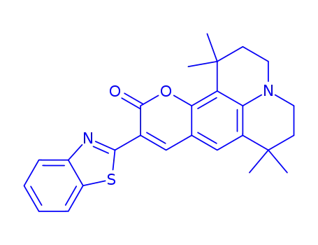 Molecular Structure of 155306-71-1 (10-(2-Benzothiazolyl)-2,3,6,7-tetrahydro-1,1,7,7-tetramethyl-1H,5H,11H-(1)benzopyropyrano(6,7-8-I,j)quinolizin-11-one)