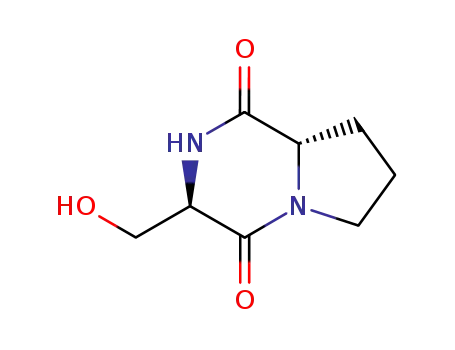 Molecular Structure of 155322-95-5 (Pyrrolo[1,2-a]pyrazine-1,4-dione, hexahydro-3-(hydroxymethyl)-, (3R-cis)- (9CI))