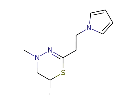 Molecular Structure of 15620-48-1 (5,6-Dihydro-4,6-dimethyl-2-[2-(1H-pyrrol-1-yl)ethyl]-4H-1,3,4-thiadiazine)